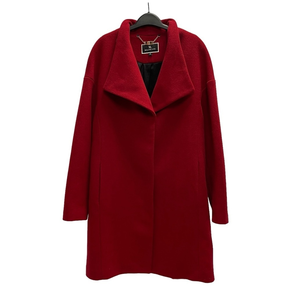 Melanie Lyne Coat wool cashmere size 16 single breasted red long coat cozy warm